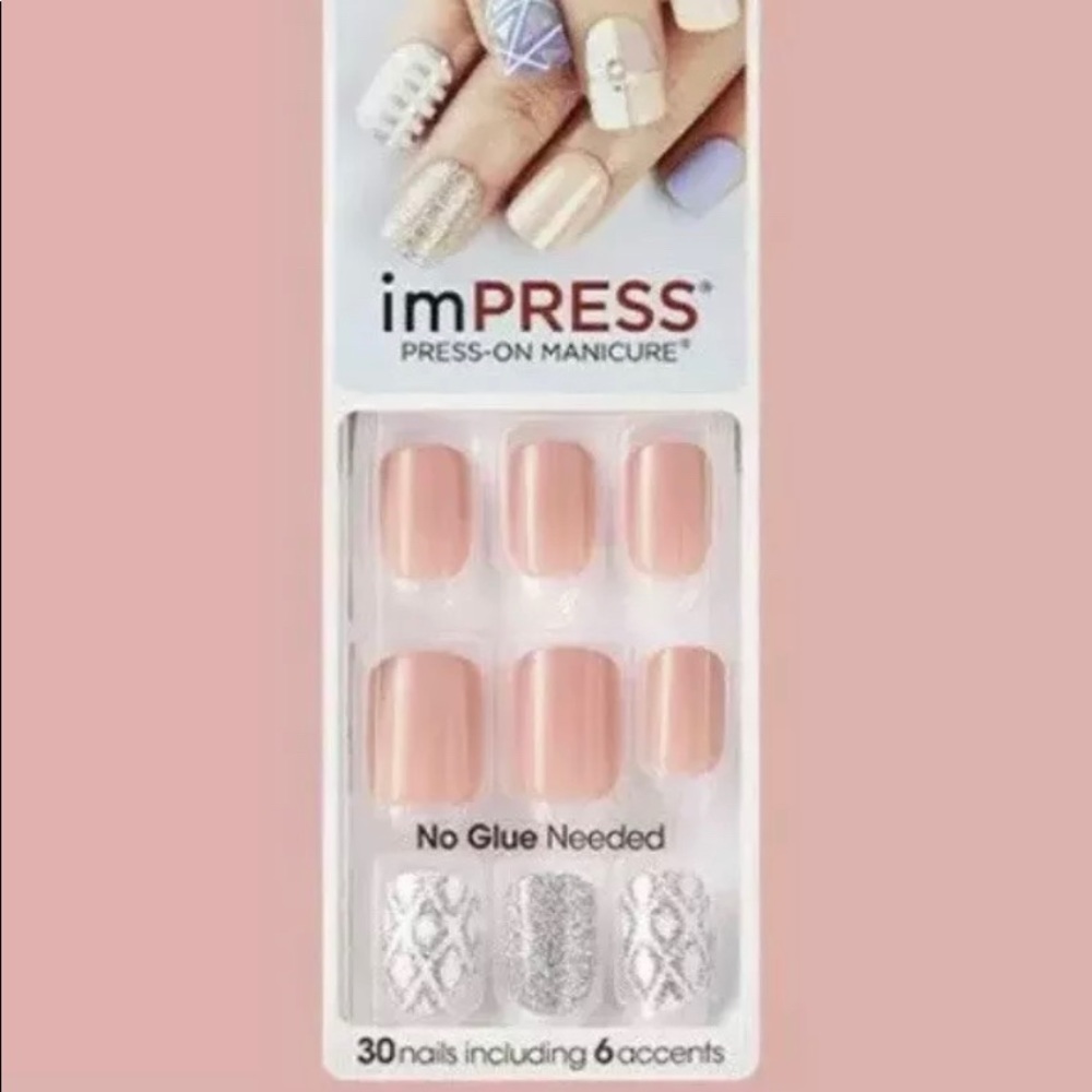 imPRESS Press-on Nails in Shimmer - Pink & Silver
